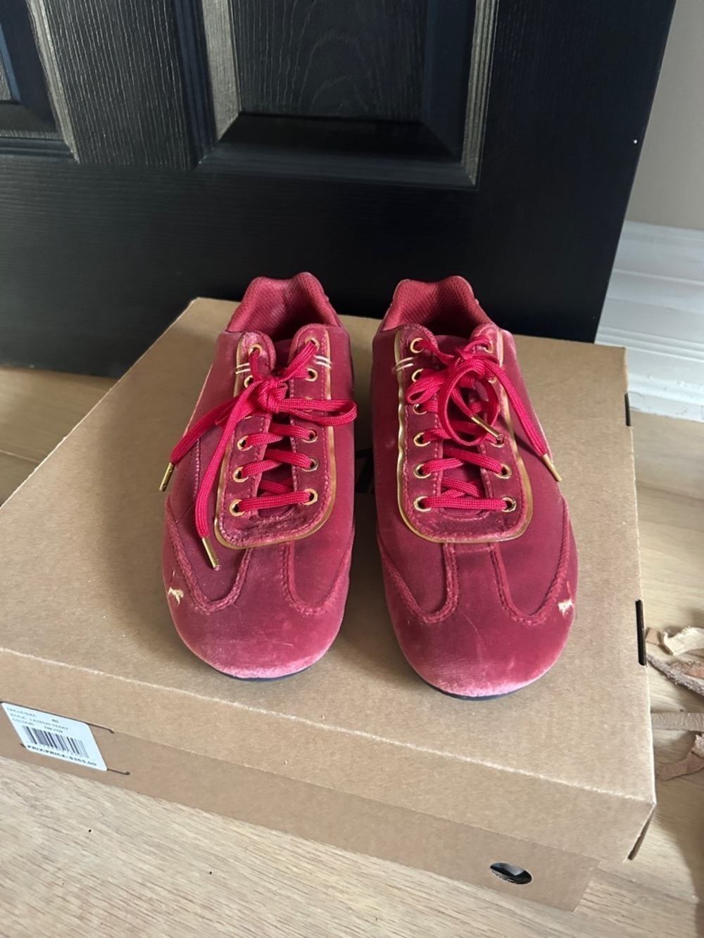 Puma Women's Red velvet Sneakers with Gold Eyelets